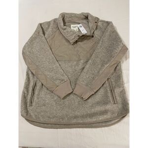 NWT - Abercrombie & Fitch Womens Fleece Jacket Tan Cowl Neck - XL